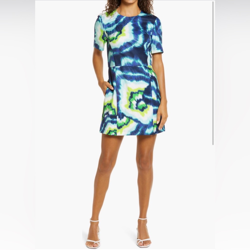 French Connection Vibrant Blue and Green Midi Dress